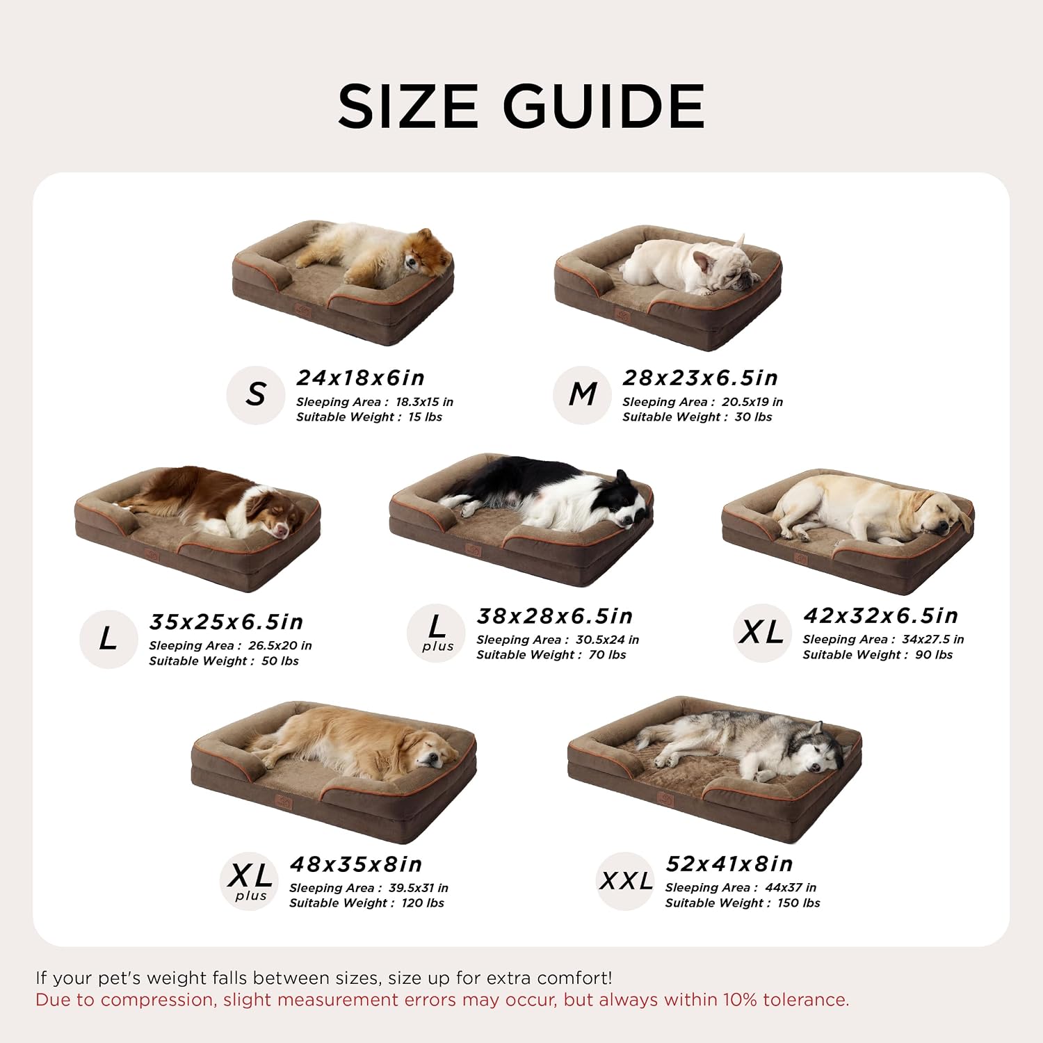 Bedsure Orthopedic Dog Beds for Small Dogs - Washable Small Dog Cat Bed Waterproof. Comfort Pet Couch Sofa with Washable Removable Cover. Pets Bed with Nonskid Bottom. Brown. 24 | 24 Classic Comfy Puppy Couch Sofa Waterproof. Cozy Bolster Sides. Nonslip Bottom. Pet bed for Cats.Senior Dogs. Brown