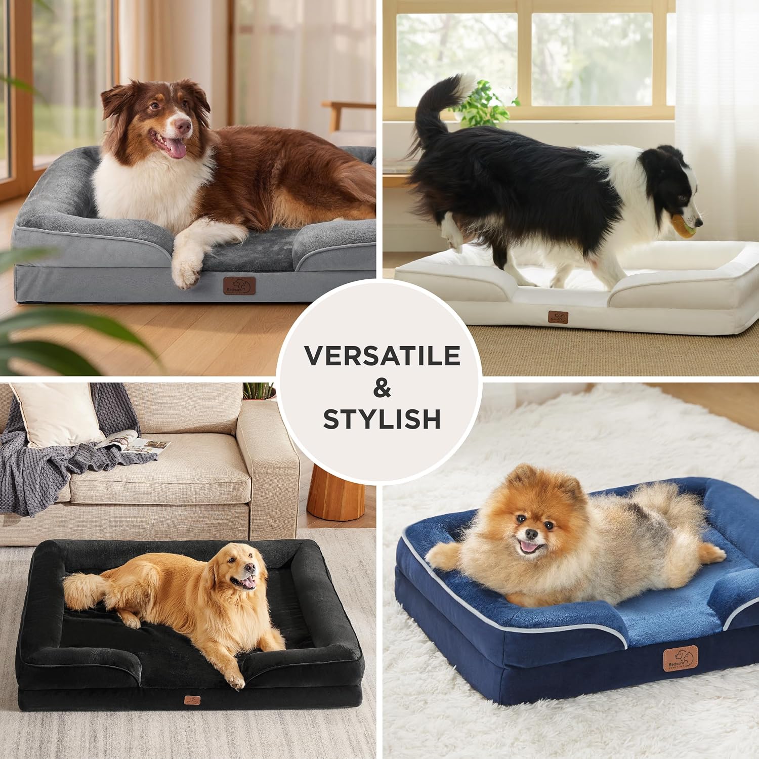 Bedsure Orthopedic Dog Beds for Small Dogs - Washable Small Dog Cat Bed Waterproof. Comfort Pet Couch Sofa with Washable Removable Cover. Pets Bed with Nonskid Bottom. Brown. 24 | 24 Classic Comfy Puppy Couch Sofa Waterproof. Cozy Bolster Sides. Nonslip Bottom. Pet bed for Cats.Senior Dogs. Brown