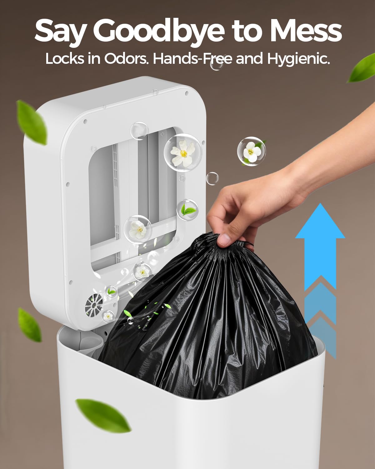 WITBOX V1 Self-Sealing & Self-Changing Automatic Trash Can. 5.3 Gallon (20L) Smart Trash Can Motion Sensor. Touchless Garbage Can with Lid for Kitchen. Bathroom. Bedroom. Office. Odor-Sealing Design