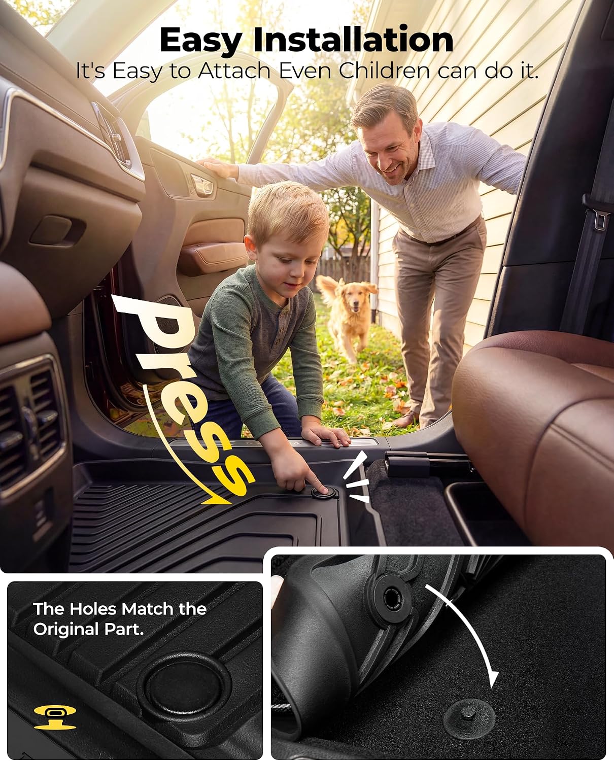 3W Floor Mats for Volvo XC60 2018-2025 2026 (Not for Hybrid or Phev) | Durable. Custom Fit. Safety Comes First. All Weather. Black. Heavy Duty Mats. Non-Slip. Easy To Clean. TPE. Easy Clean