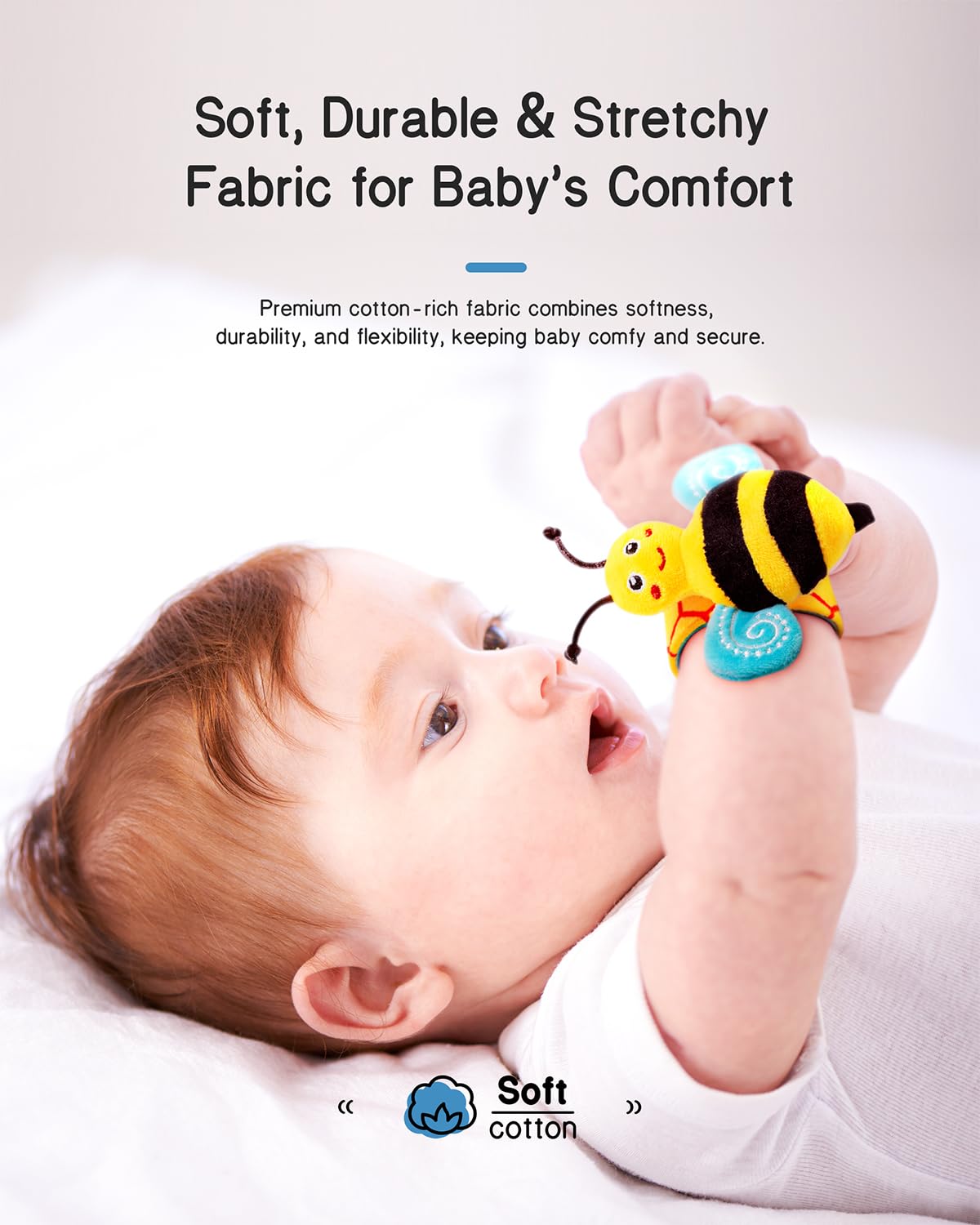 Infinno Wrist Rattles and Foot Finder Socks Set. Baby Toys for 0-12 Months | Soft crinkle textures. encourages reaching and kicking. garden bug characters. newborn shower gift. boys and girls