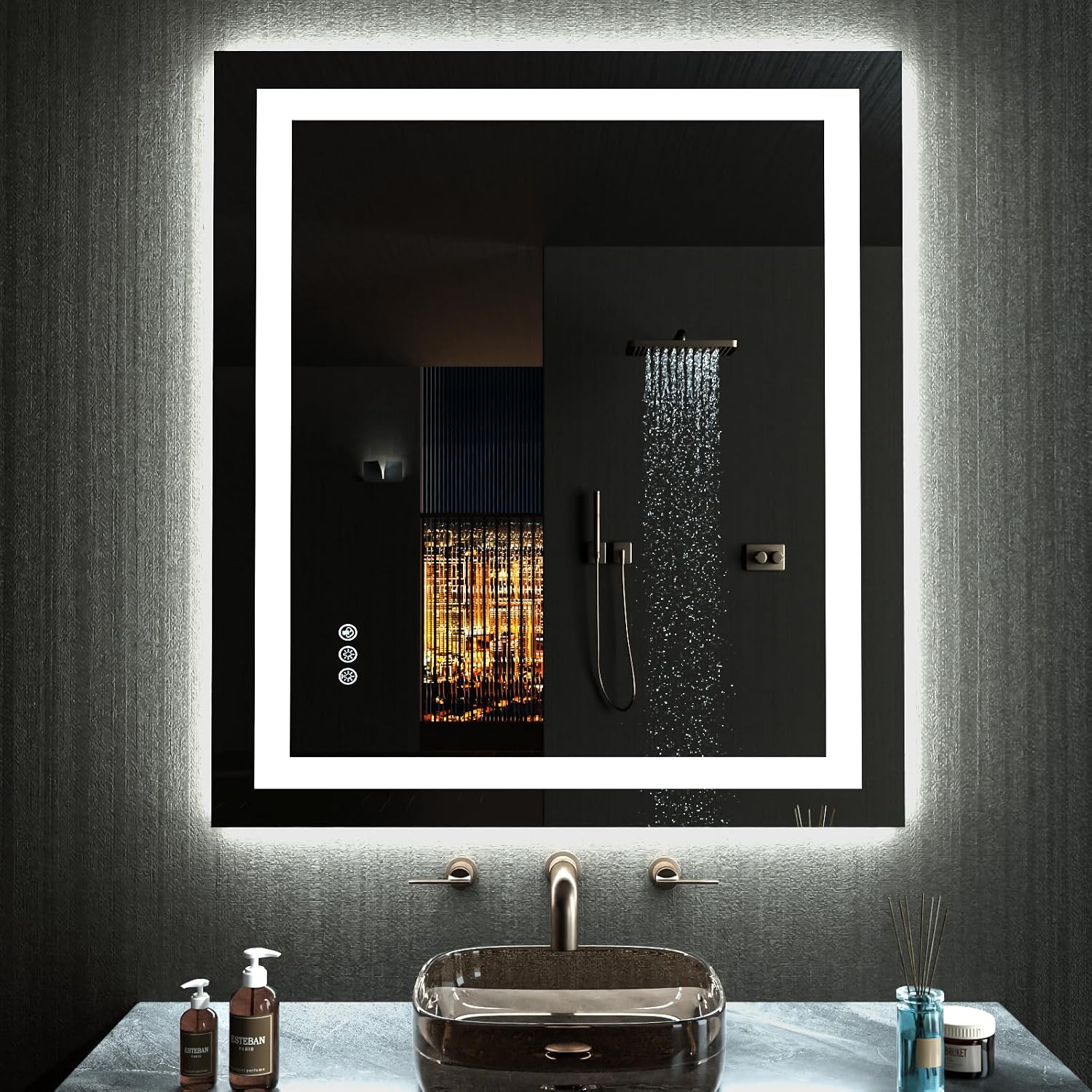 LOAAO 24X30 RGB LED Bathroom Mirror with Lights. UL Listed | Anti-Fog. Dimmable. RGB Backlit + Front Lighted. Memory Function. Tempered Glass. UL Listed