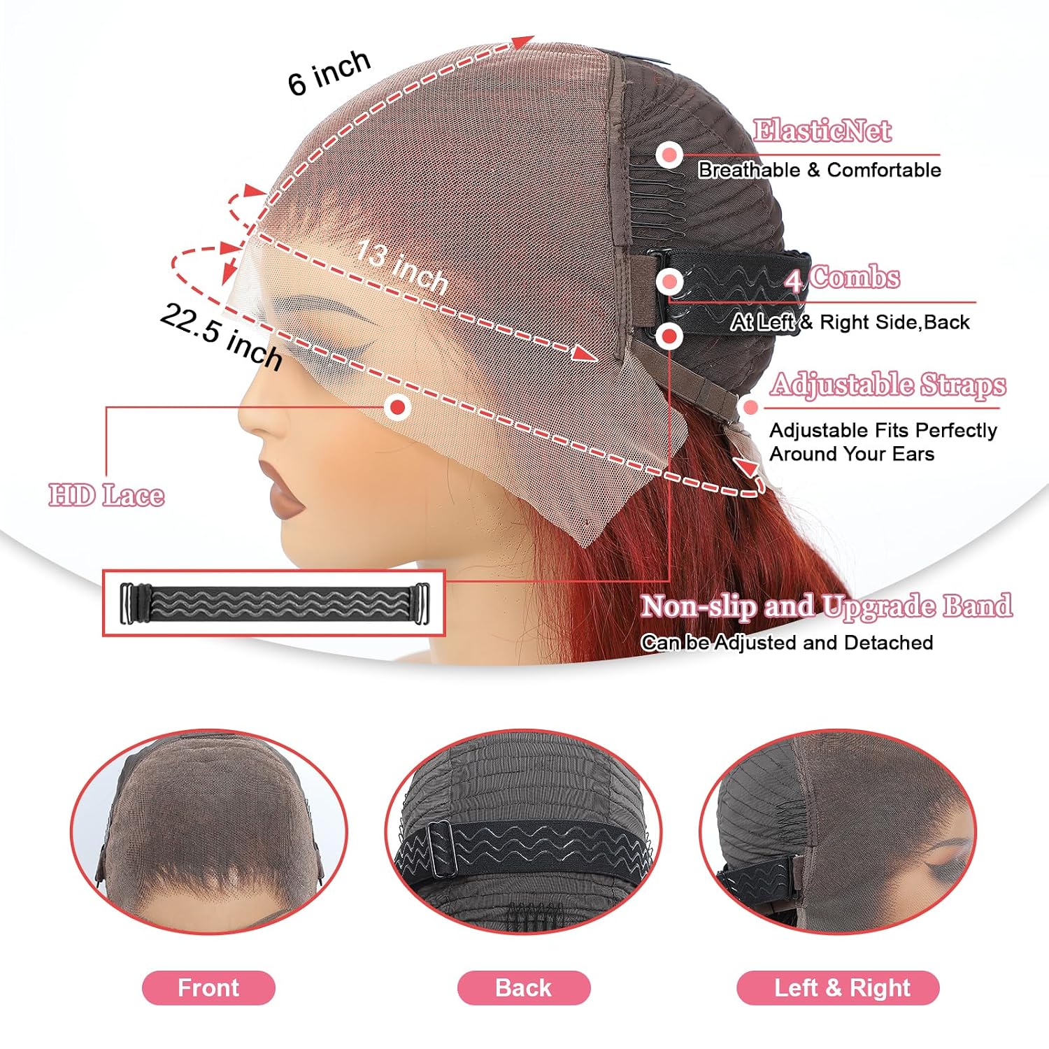 Aimking Reddish Brown Lace Front Wig Human Hair Wigs For Women 180% Density 33# HD Deep Wave Lace Frontal Wigs 13x6 Curly Brownish Red Wig Human Hair For Women 30 Inch