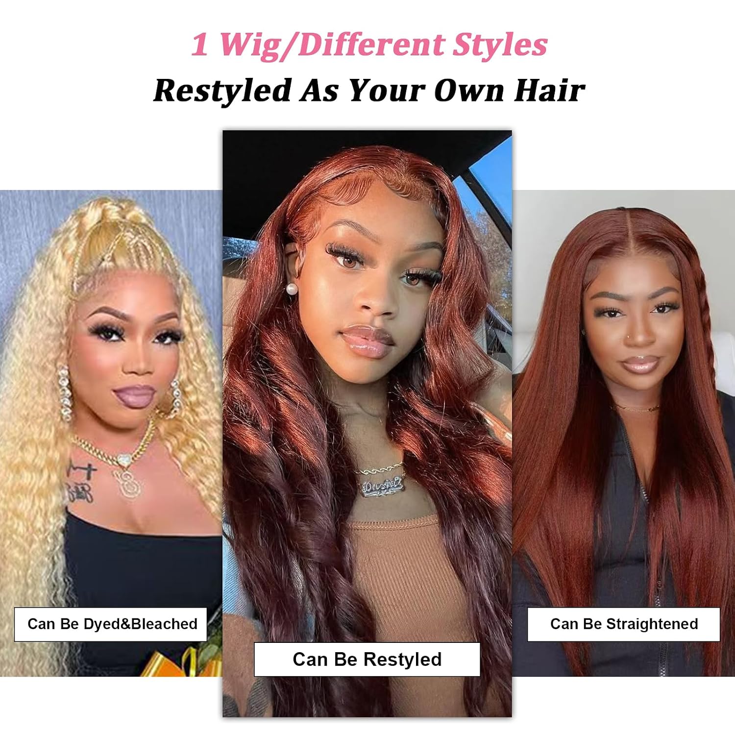 Aimking Reddish Brown Lace Front Wig Human Hair Wigs For Women 180% Density 33# HD Deep Wave Lace Frontal Wigs 13x6 Curly Brownish Red Wig Human Hair For Women 30 Inch