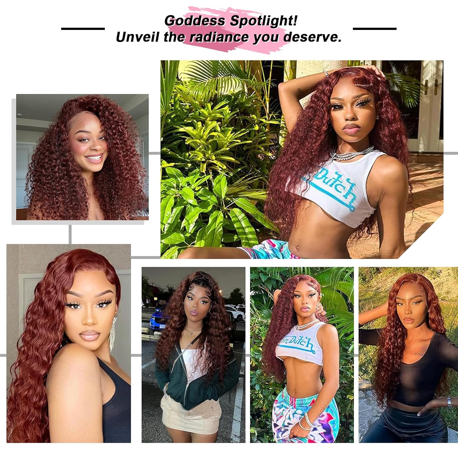 Aimking Reddish Brown Lace Front Wig Human Hair Wigs For Women 180% Density 33# HD Deep Wave Lace Frontal Wigs 13x6 Curly Brownish Red Wig Human Hair For Women 30 Inch