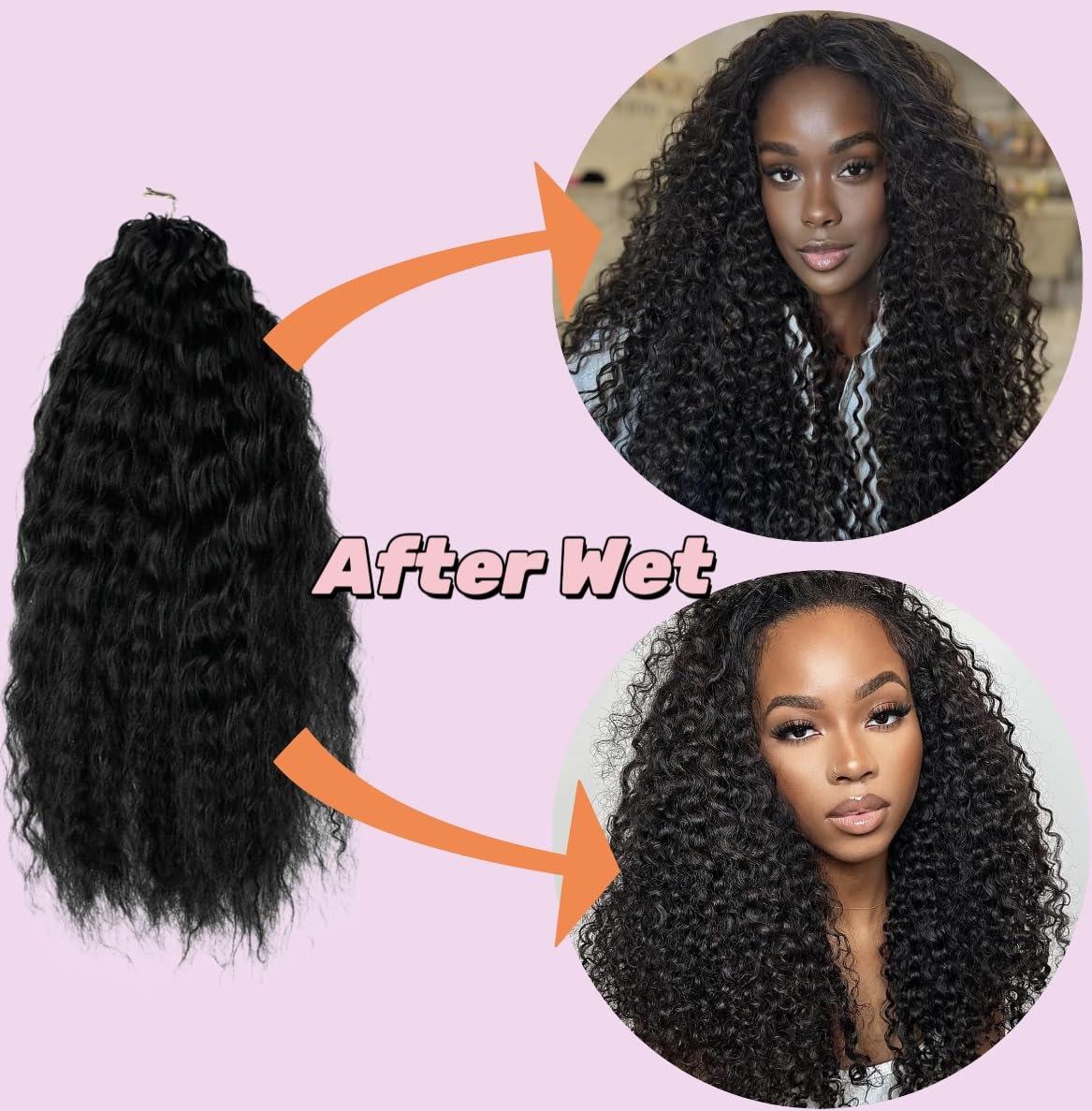 Wet and Wavy Feather Crochet Human Hair braids Miracle Knots Reusable 20 | 100% Human Hair Super Wave Knotless Pre-Separated Feather Crochet Hair Extensions Water Wave Feather Human Hair Extension