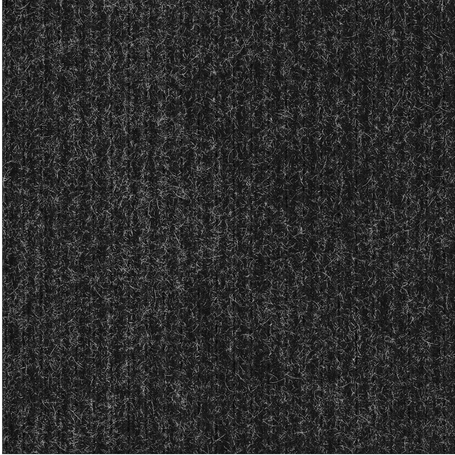 Ottomanson 2'7 x 25' Hallway Runner with Scraper Pile - Extra Durable Non-Slip Rug Mat for Indoor & Outdoor Use - Ideal for Kitchen. Entryway & Garage - High-Traffic Carpet. Black