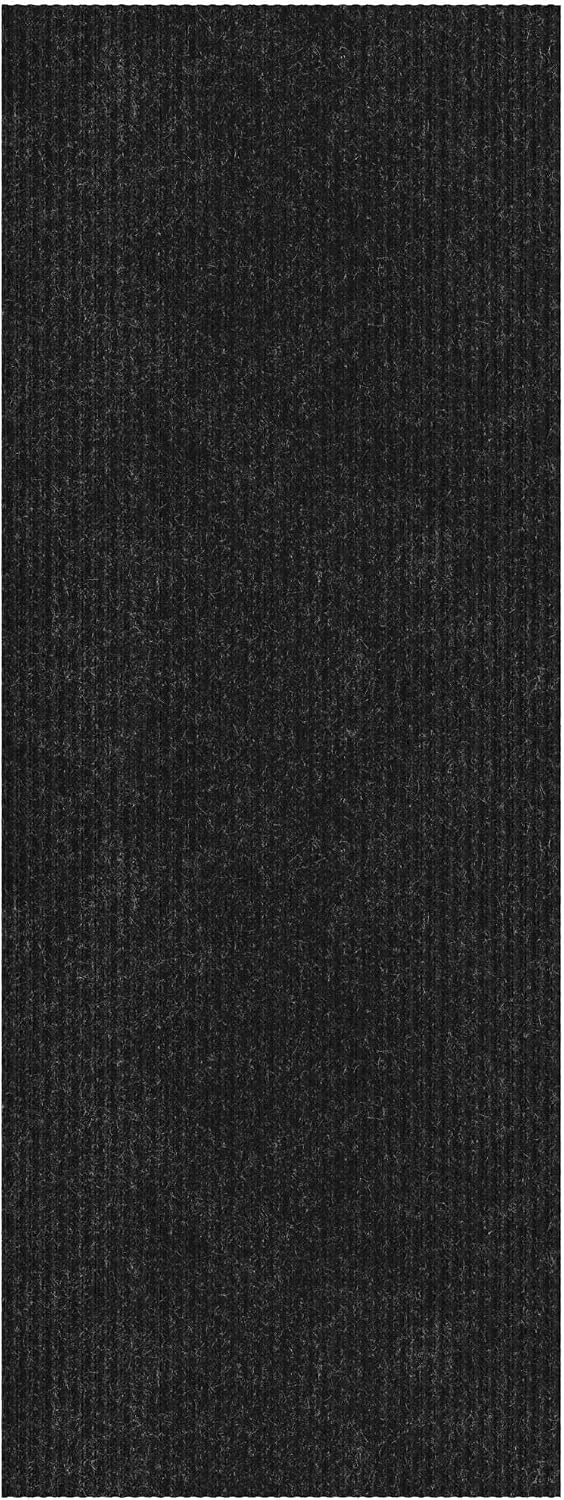 Ottomanson 2'7 x 25' Hallway Runner with Scraper Pile - Extra Durable Non-Slip Rug Mat for Indoor & Outdoor Use - Ideal for Kitchen. Entryway & Garage - High-Traffic Carpet. Black
