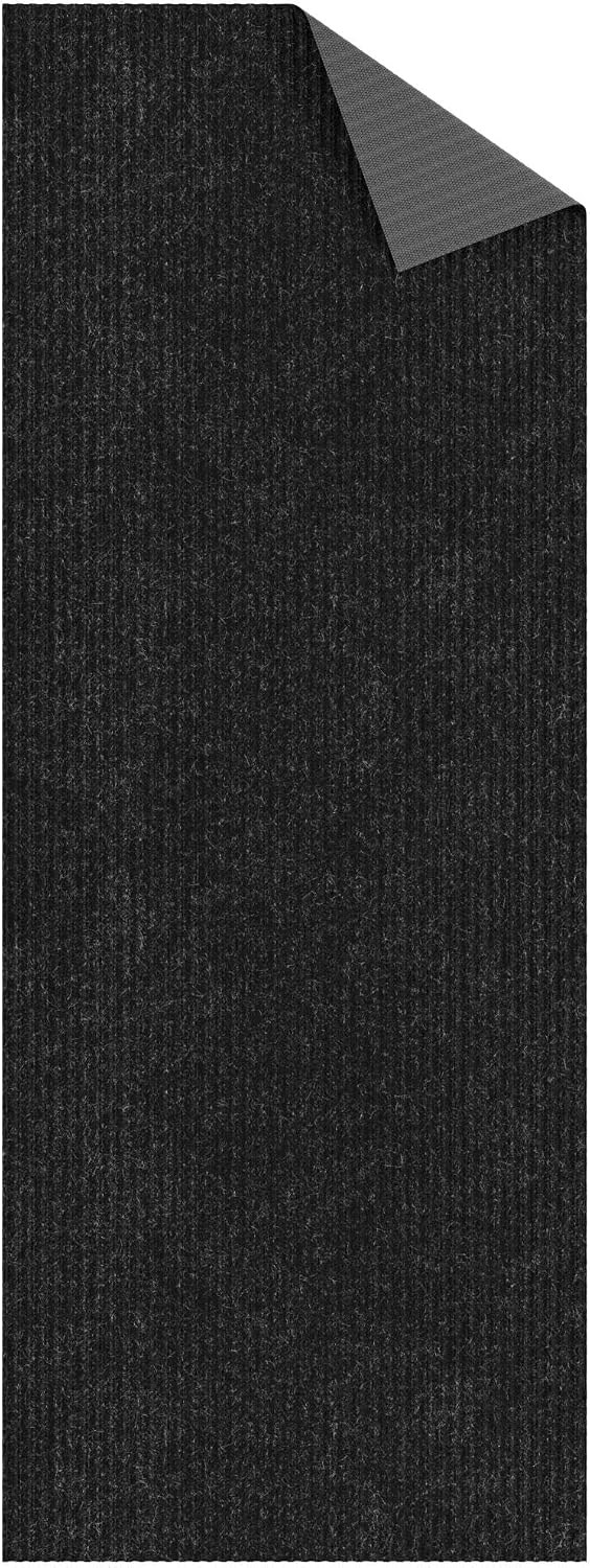 Ottomanson 2'7 x 25' Hallway Runner with Scraper Pile - Extra Durable Non-Slip Rug Mat for Indoor & Outdoor Use - Ideal for Kitchen. Entryway & Garage - High-Traffic Carpet. Black